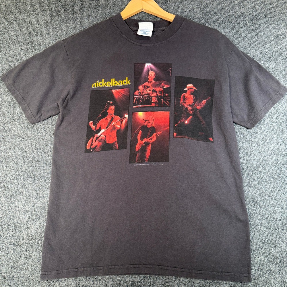 Nickelback World Tour 2002 T-Shirt Mens Medium Black Vintage Y2K Band Tee